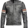 Cafe Racer Retro Vintage Grey Distressed Leather Jacket 
