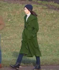 Gemma Chan Eternals 2021 Sersi Green Wool Trench Coat