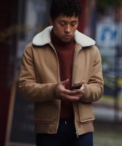 Jaboukie Young-White Dating & New York Milo Shearling Brown Leather Bomber Jacket