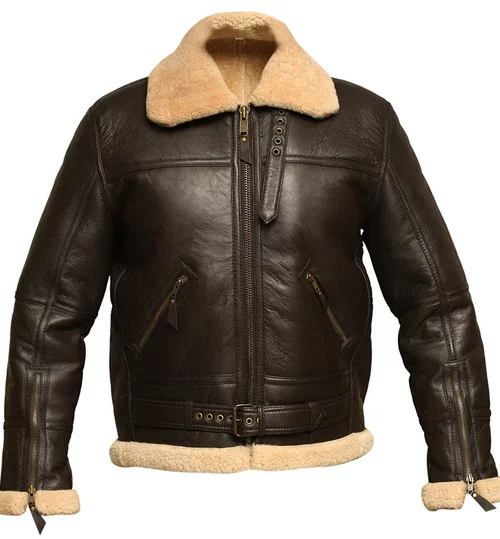 Men Aviator B3 Bomber Sheepskin Jacket
