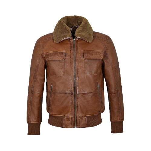 Men's AIR Force Brown Bomber Jacket | Aviator Fur Brown Leather Jacket