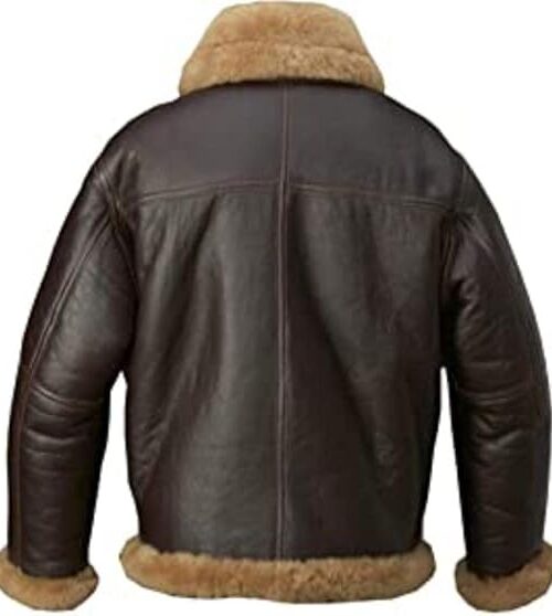Mens Aviator B3 Flying Leather Shearling Bomber Jacket