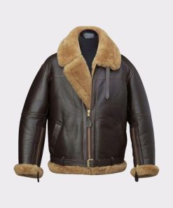 Mens B3 Aviator Flying Leather Shearling Bomber Jacket