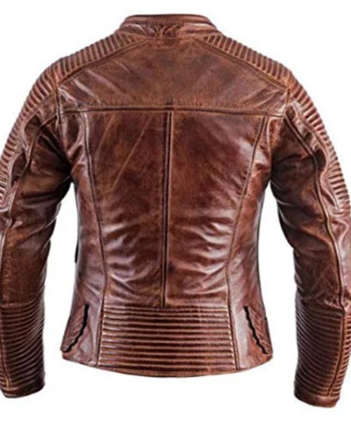 Men's Brown Distressed Cafe Racer Jacket