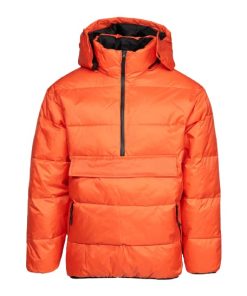 Classic Orange Hooded Mens Winter Puffer Jacket