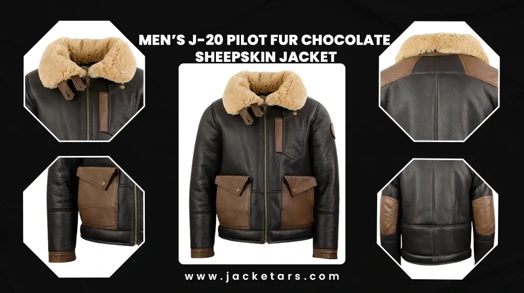 Men's J-20 Pilot Fur Chocolate Sheepskin Jacket
