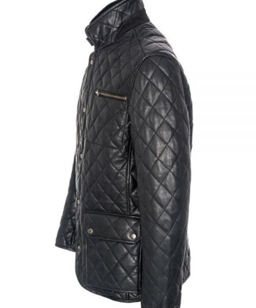 Men’s Quilted Style Black Leather Jacket
