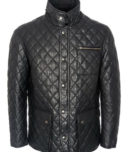 Men’s Quilted Style Black Leather Jacket