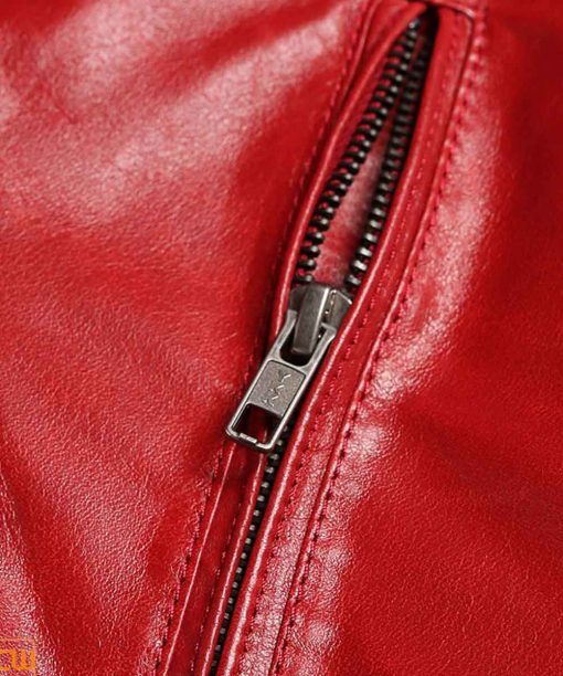 Mens Shearling Red Leather Jacket