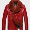 Mens Shearling Red Leather Jacket