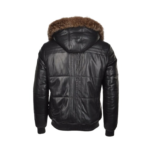 Mens Sheepskin Leather Bomber Jacket | Black Leather Bomber Jacket