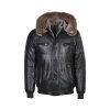 Mens Stylish Sheepskin Black Leather Bomber Jacket