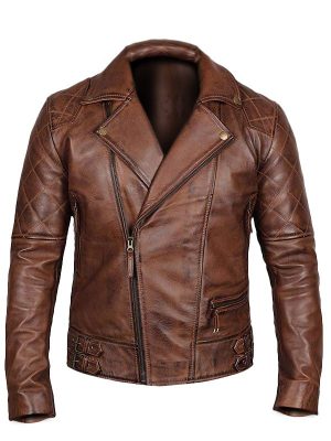 Men’s Vintage Brown Distressed Leather Jacket