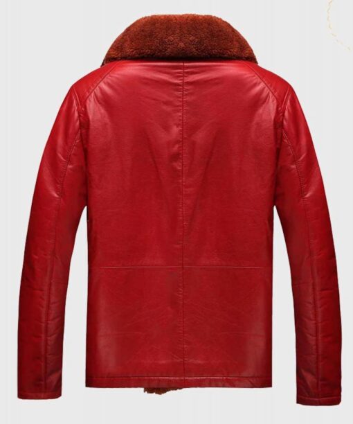 Mens Shearling Red Leather Jacket