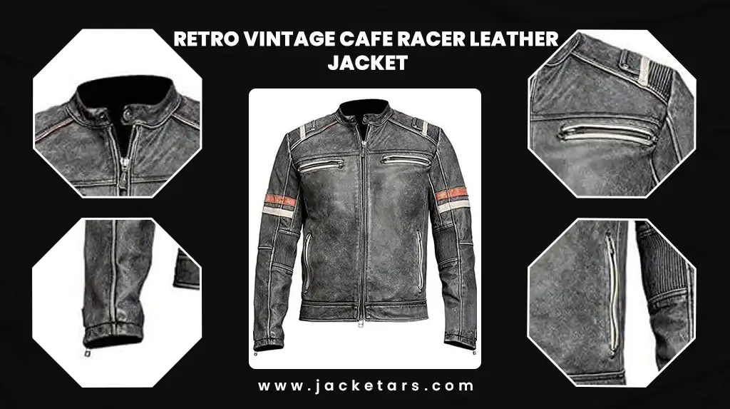 Retro Vintage Cafe Racer Leather Jacket