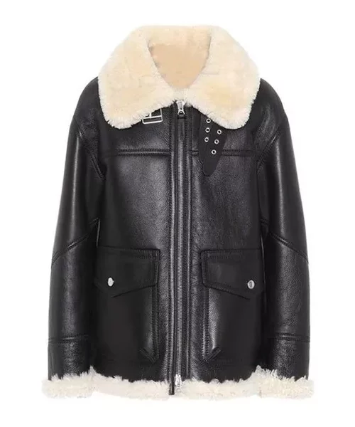 Womens Aviator Ivory Shearling Jacket