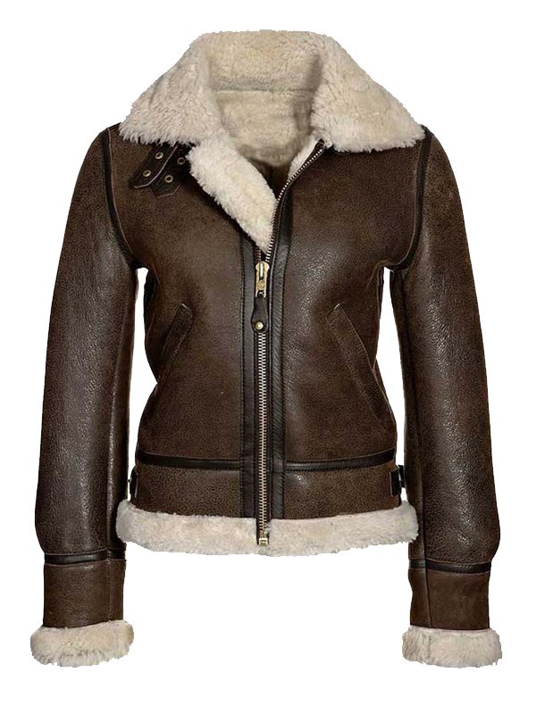 Women s Fur Distressed Leather Jacket Women s Aviator Fur Jacket