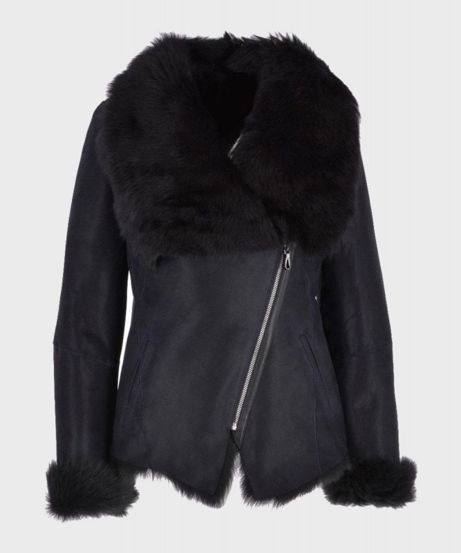 Womens Black Shearling Jacket | Women's Faux Fur Jacket