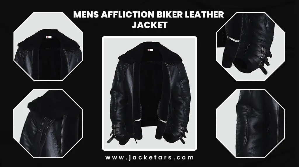 Mens Affliction Biker Leather Jacket