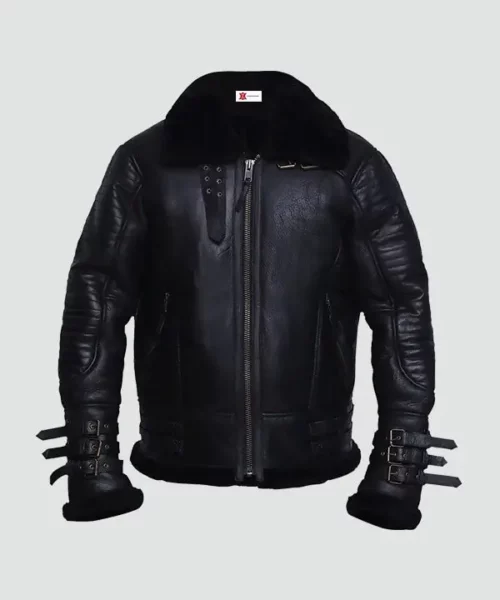 Mens Affliction Black Shearling Jacket