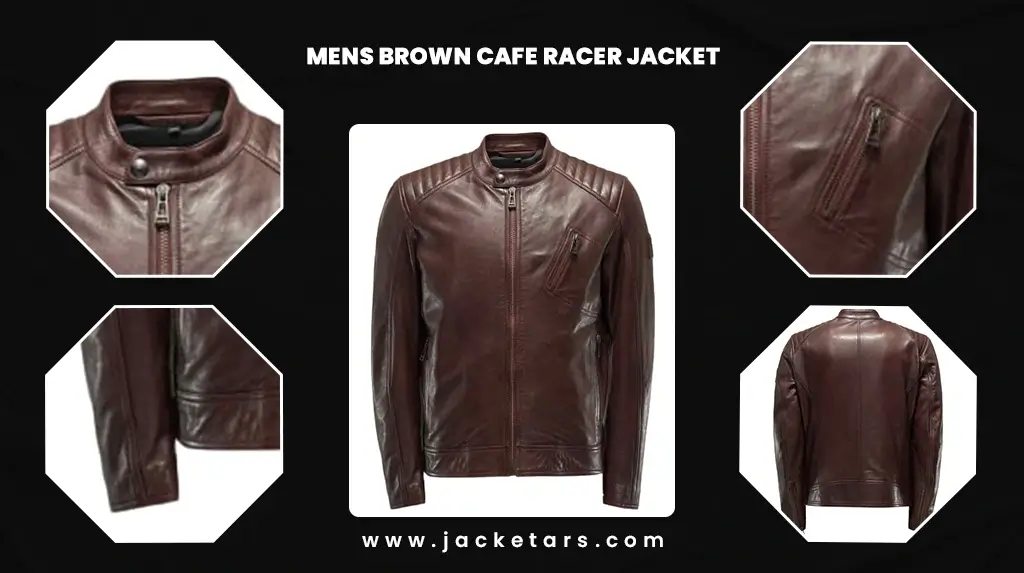Mens Brown Cafe Racer Jacket