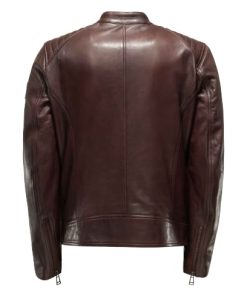 Mens Brown Leather Cafe Racer Jacket (1)