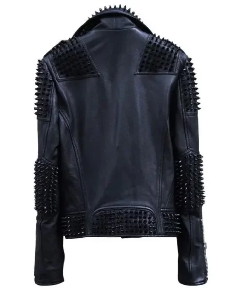 Mens Rock Punk Metal Spiked Leather Jacket