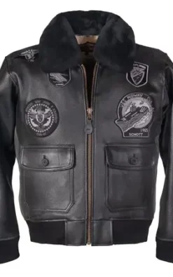 Men's G-1 Wings of Gold Bomber Black Leather Jacket