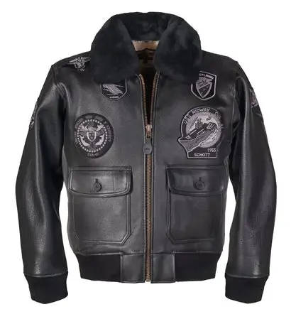 Men's G-1 Wings of Gold Bomber Black Leather Jacket