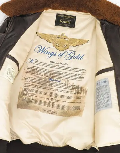 Men's G-1 Wings of Gold Bomber Black Leather Jacket