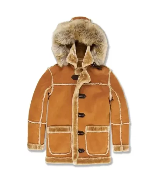 Mens Aviator Denali Orange Fur Hooded Jacket