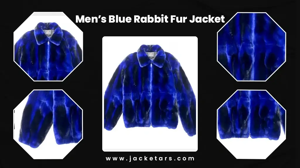 Men's Blue Rabbit Fur Jacket