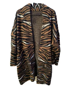 Leopard Striped Teddy Faux Fur Coat