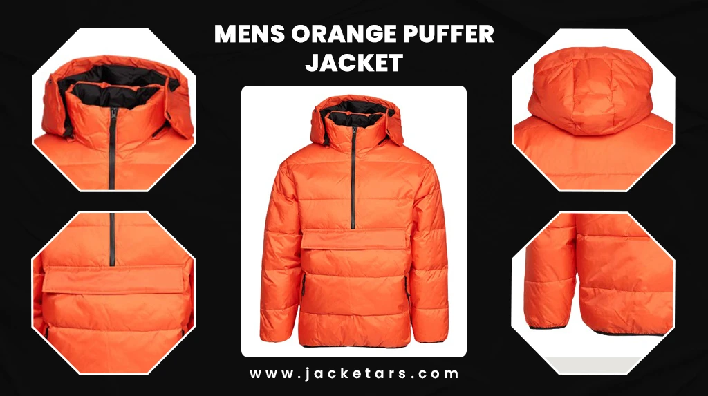 Mens Orange Puffer Jacket