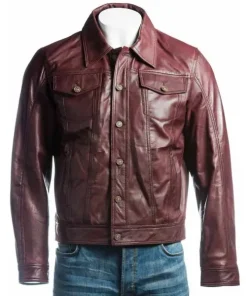 Men's Denim Style Leather Jacket