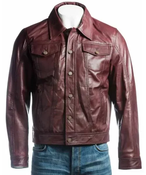 Men's Denim Style Leather Jacket