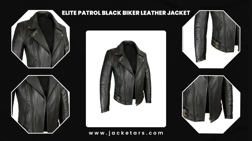 Elite Patrol Black Biker Leather Jacket