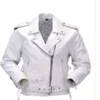 White Leather Motorcycle Protective Jacket