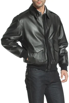 Men’s Black Leather Flight Jacket 