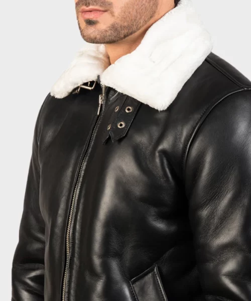 Aviator Black Shearling Leather Jacket