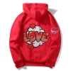 Valentine Embroidered Red Hoodies