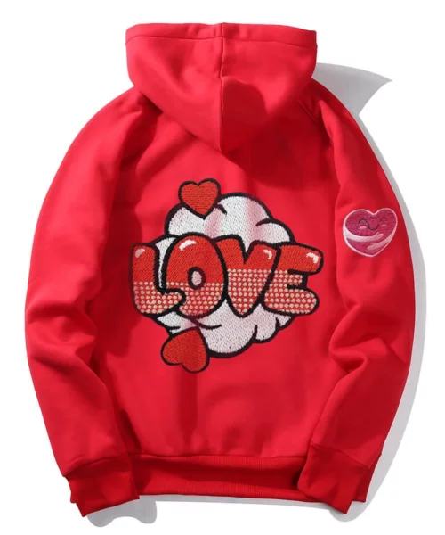 Valentine Embroidered Red Hoodies