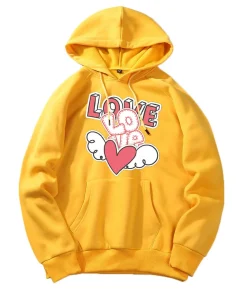 Love Heart Yellow Pullover Hoodie