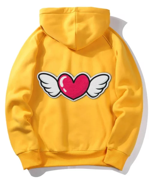 Love Heart Yellow Pullover Hoodie