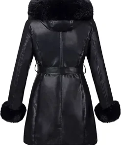 Women Black Leather Fur-lined Jacket