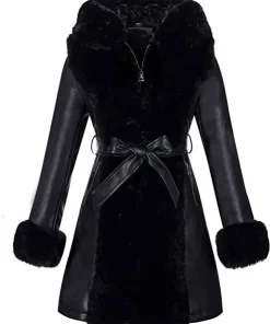 Women Black Leather Fur-lined Jacket