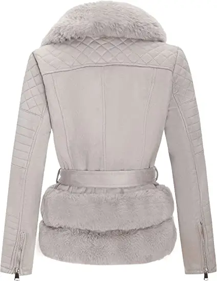Women Gray Suede Leather Jacket