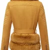 Women Yellow Suede Leather Jacket