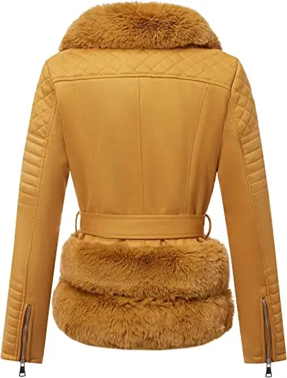 Women Yellow Suede Leather Jacket