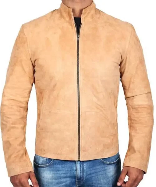 Mens Camel Suede Leather Jacket